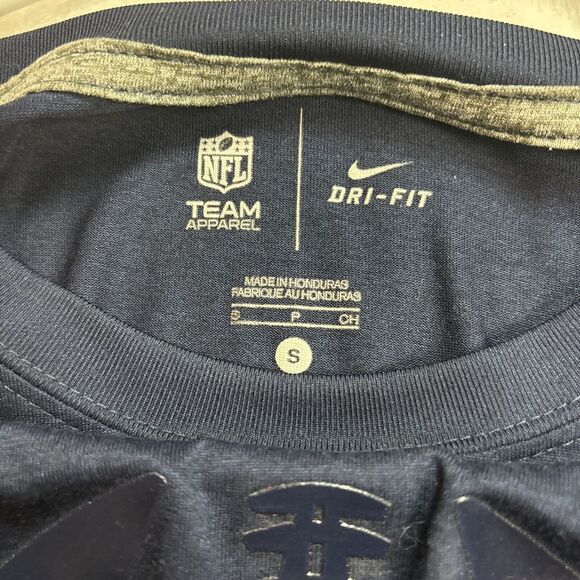 Dallas Cowboys Shirt Men Small Blue White Tee Nike Dri Fit Spell Out NFL Adult - Picture 4 of 7